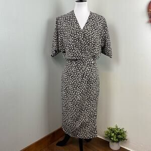 Vintage Ms Chaus Abstract Ditsy Pattern True Wrap Dress Size 10 Professional